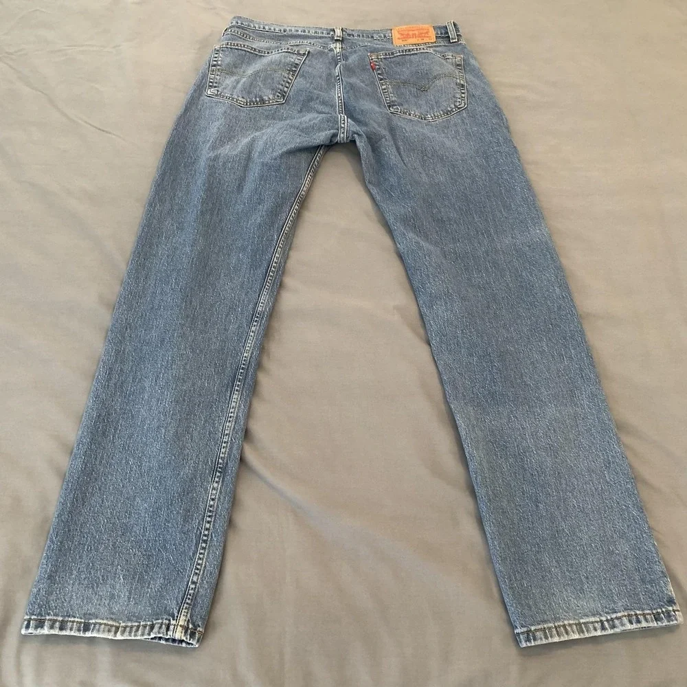 Levis 505 Jeans Mens 36x34 Blue Medium Wash Regular Fit Straight Denim Nice Fade